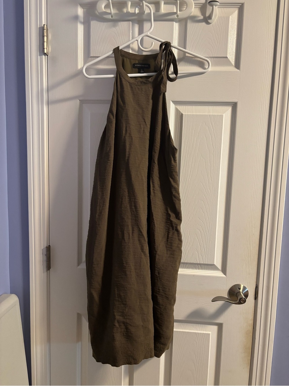 Banana Republic Olive Green Midi Tie-Shoulder Dress